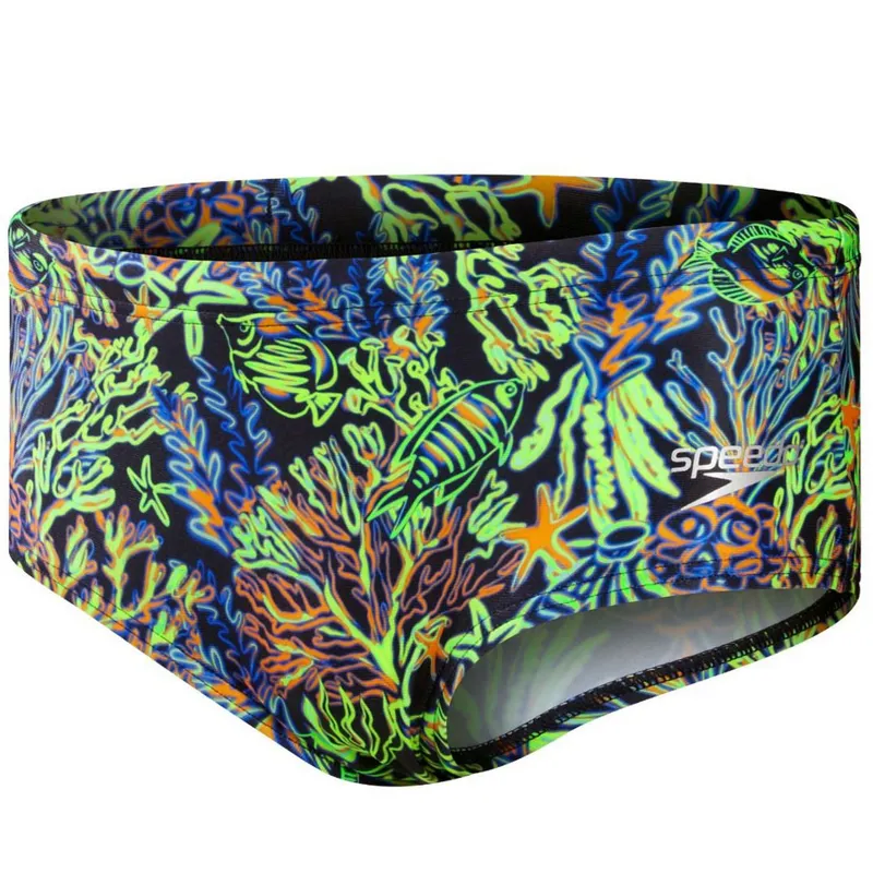 Speedo Boys 13cm Allover Club Training Digital Brief Green/Black